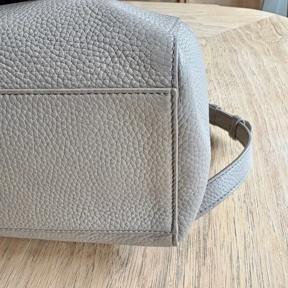 $450 TORY BURCH Thea Mini Pebble Leather Backpack Purse French Gray Tassels EUC - Picture 8 of 13